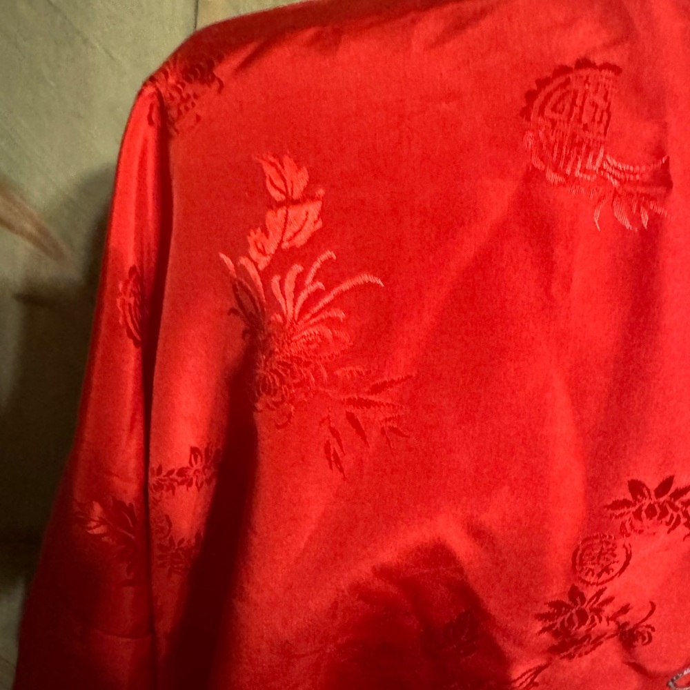 Vintage 100% pure silk robe with Asian embroidery Size Medium Made in Shanghai - Picture 11 of 15